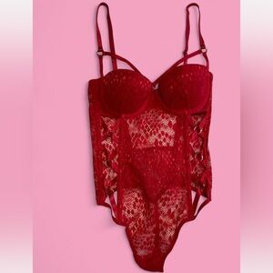 NWT Victoria’s Secret Red Lace Strappy Teddy Bodysuit